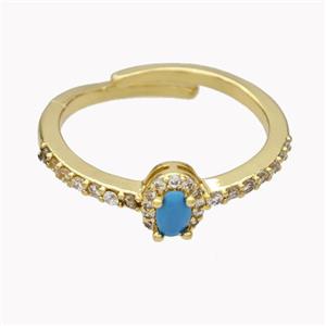 Copper Rings Micropave Zirconia Adjustable Gold Plated, approx 5-7mm, 18mm dia [FN46158]