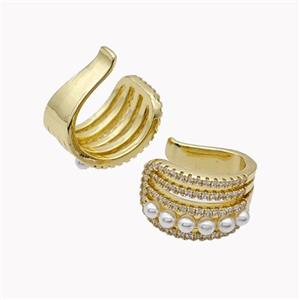 Copper Ring Pave Pearlized Resin Gold Plated, approx 13-18mm [FN46161]