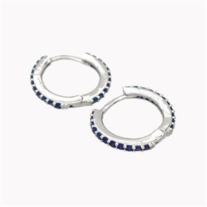 Copper Hoop Earrings Pave Zirconia Platinum Plated, approx 14mm [FN46167]