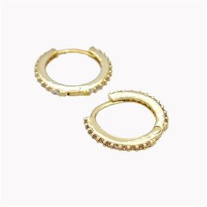 Copper Hoop Earrings Pave Zirconia Gold Plated, approx 14mm [FN46171]