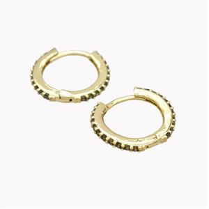 Copper Hoop Earrings Pave Zirconia Gold Plated, approx 14mm [FN46176]