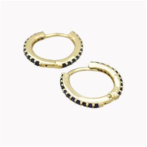 Copper Hoop Earrings Pave Zirconia Gold Plated, approx 14mm [FN46177]