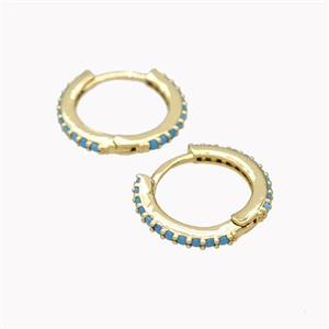 Copper Hoop Earrings Pave Zirconia Gold Plated, approx 14mm [FN46178]
