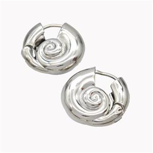 Copper Spiral Shell Hoop Earrings Platinum Plated, approx 20mm [FN46187]