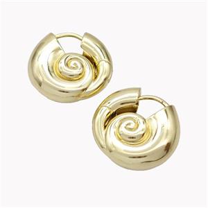 Copper Spiral Shell Hoop Earrings Gold Plated, approx 20mm [FN46188]