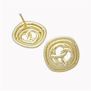Enamel Heart Stud Earrings Spiral Gold Plated, approx 18mm [FN46190]