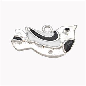 Copper Doves Birds Pendant Enamel Platinum Plated, approx 15-28mm [FN46221]
