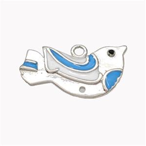 Copper Doves Birds Pendant Enamel Platinum Plated, approx 15-28mm [FN46222]