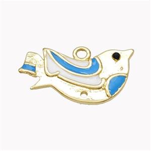 Copper Doves Birds Pendant Enamel Gold Plated, approx 15-28mm [FN46225]
