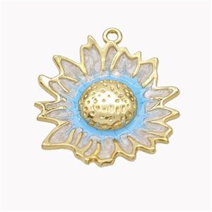 Copper Sunflower Pendant Enamel Gold Plated, approx 25-27mm [FN46227]