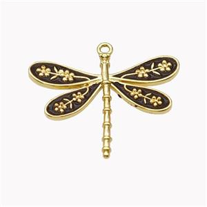 Copper Dragonfly Pendant Black Enamel Gold Plated, approx 20-25mm [FN46234]