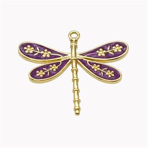Copper Dragonfly Pendant Purple Enamel Gold Plated, approx 20-25mm [FN46235]