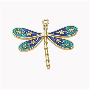 Copper Dragonfly Pendant Green Enamel Gold Plated, approx 20-25mm [FN46237]
