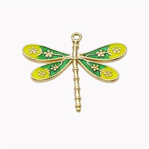 Copper Dragonfly Pendant Yellow Enamel Gold Plated, approx 20-25mm [FN46238]