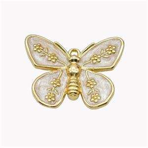Copper Butterfly Pendant White Enamel Gold Plated, approx 18-22mm [FN46240]