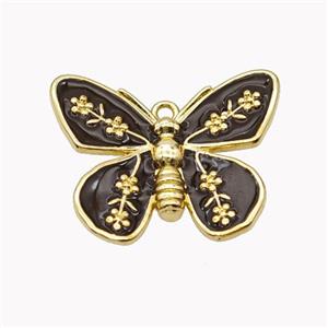 Copper Butterfly Pendant Black Enamel Gold Plated, approx 18-22mm [FN46241]