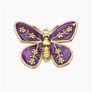 Copper Butterfly Pendant Purple Enamel Gold Plated, approx 18-22mm [FN46242]