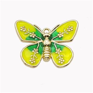 Copper Butterfly Pendant Yellow Enamel Gold Plated, approx 18-22mm [FN46244]