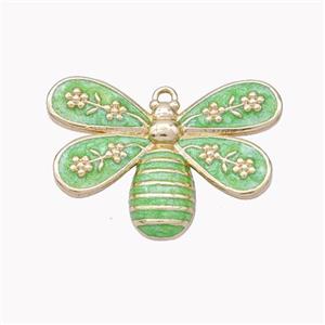 Copper Honeybee Pendant Green Enamel Gold Plated, approx 18-25mm [FN46250]