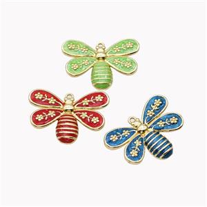 Copper Honeybee Pendant Enamel Gold Plated Mixed, approx 18-25mm [FN46253]