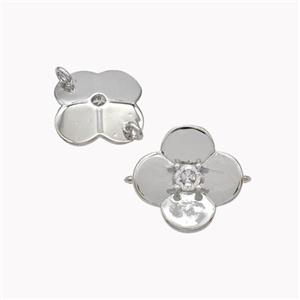 Copper Flower Connector Pave Zirconia Platinum Plated, approx 13mm [FN46254]