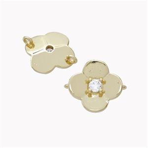 Copper Flower Connector Pave Zirconia Gold Plated, approx 13mm [FN46255]