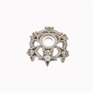 Copper Beadcaps Micropave Zirconia Platinum Plated, approx 12mm [FN46258]