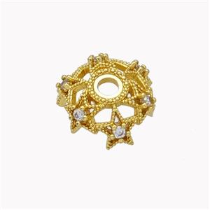 Copper Beadcaps Micropave Zirconia Gold Plated, approx 12mm [FN46259]