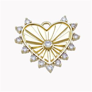Copper Heart Pendant Micropave Zirconia Gold Plated, approx 22mm [FN46267]