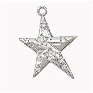 Copper Star Pendant Micropave Zirconia Platinum Plated, approx 19-23mm [FN46270]