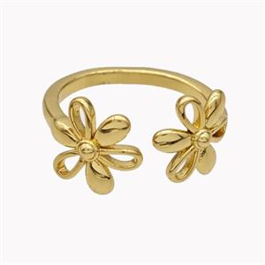Copper Flower Rings Gold Plated, approx 11mm, 18mm dia [FN46277]