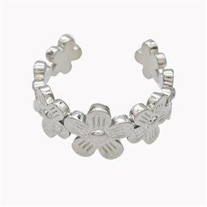 Copper Flower Rings Platinum Plated, approx 10mm, 18mm dia [FN46280]