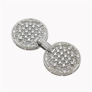 Copper Clasp Pave Zirconia Flower Platinum Plated, approx 22mm, 47mm [FN46284]