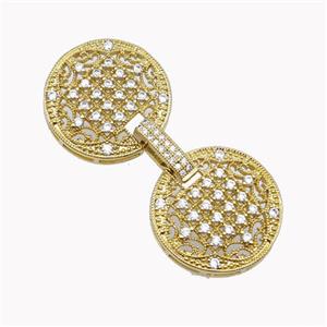 Copper Clasp Pave Zirconia Flower Gold Plated, approx 22mm, 47mm [FN46285]
