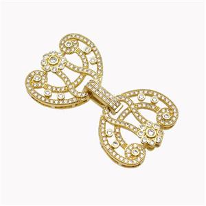 Copper Clasp Pave Zirconia Flower Gold Plated, approx 20-25mm, 45mm [FN46289]