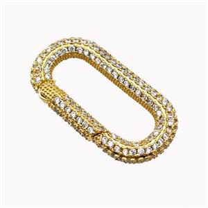Copper Carabiner Clasp Micropave Zirconia Gold Plated, approx 18-34mm [FN46290]