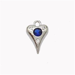 Copper Heart Pendant Pave Zirconia Platinum Plated, approx 8-10mm [FN46291]