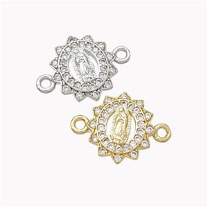 Virgin Mary Charms Copper Connector Pave Zirconia Mixed, approx 12mm [FN46307]