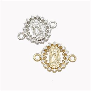 Virgin Mary Charms Copper Connector Pave Zirconia Mixed, approx 12mm [FN46310]
