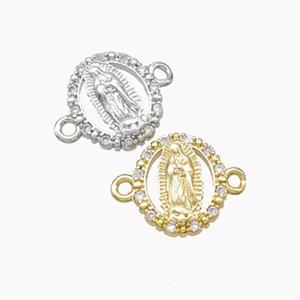 Virgin Mary Charms Copper Connector Pave Zirconia Mixed, approx 12mm [FN46313]