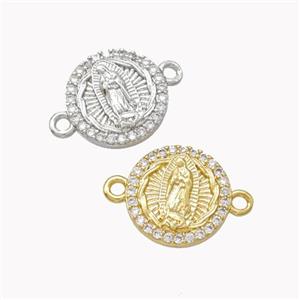 Virgin Mary Charms Copper Connector Pave Zirconia Mixed, approx 12mm [FN46316]