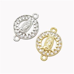 Virgin Mary Charms Copper Connector Pave Zirconia Mixed, approx 12.5mm [FN46319]