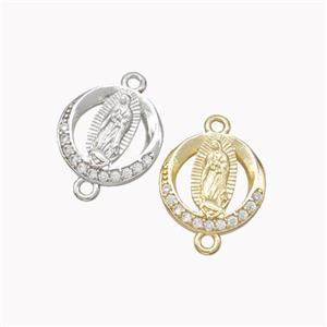 Virgin Mary Charms Copper Connector Pave Zirconia Mixed, approx 10mm [FN46325]