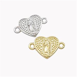 Virgin Mary Charms Copper Heart Connector Mixed, approx 11.5mm [FN46331]