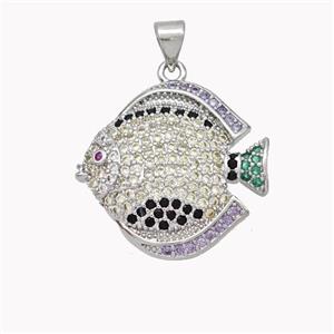 Copper Fish Pendant Micropave Zirconia Platinum Plated, approx 22-23mm [FN46361]