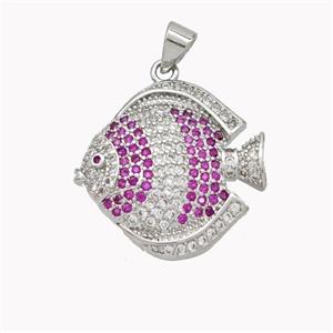 Copper Fish Pendant Micropave Zirconia Platinum Plated, approx 22-23mm [FN46363]