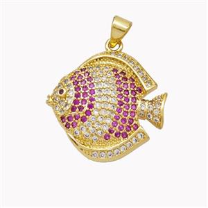 Copper Fish Pendant Micropave Zirconia Gold Plated, approx 22-23mm [FN46368]