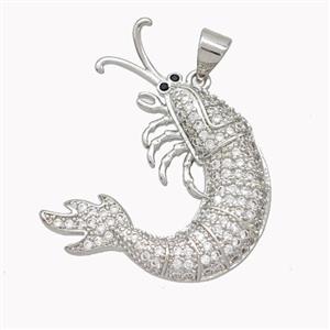 Copper Lobster Charms Pendant Pave Zirconia Platinum Plated, approx 25-30mm [FN46370]
