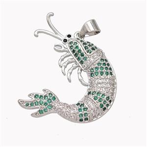 Copper Lobster Charms Pendant Pave Zirconia Platinum Plated, approx 25-30mm [FN46371]