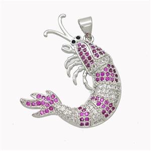 Copper Lobster Charms Pendant Pave Zirconia Platinum Plated, approx 25-30mm [FN46372]